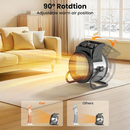Space Heater Fan Portable Outdoor & Indoor, Electric Garage Heater with Overheat Protection for Yard, Patio, Workshop, Home Office – Compact Powerful Heating Fan (Remote Control Option Available)