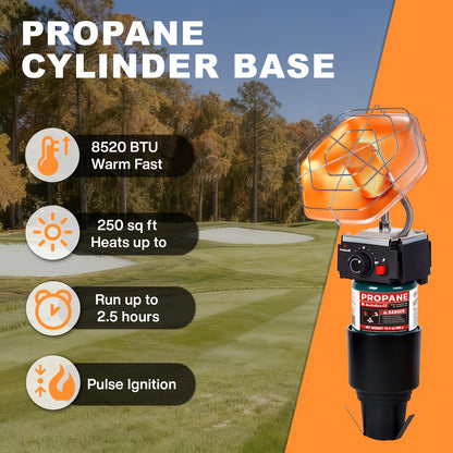 Golf Cart Heater 8520 BTU Portable Propane Catalytic Burner with Cup Holder Mount, Pulse Ignition, Wind-Resistant Low-Emission Design for EZGO, Yamaha, Club Car, UTV, Camping & Ice Fishing