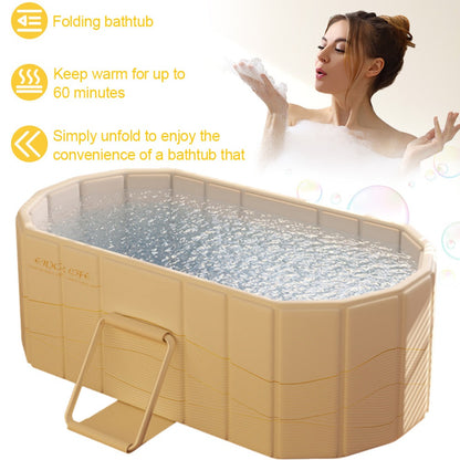Ice Bath Tub Foldable Portable with Dual Drainage – Collapsible Cold Plunge & Hot Bath Tub, Freestanding Home Bathtub for Adults Indoor Outdoor