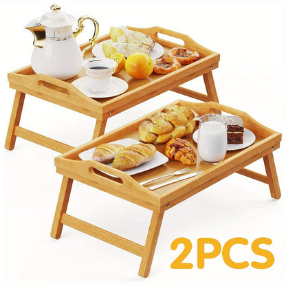 Bamboo Bed Tray with Folding Legs Large 19.5x12 Inch Lap Desk for Breakfast Sofa Laptop Reading Drawing Snack Tray Eco Friendly Foldable Portable Natural Bamboo