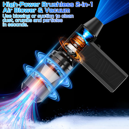 Electric Air Duster 130,000RPM Cordless Turbo Blower 2-in-1 Blow & Suction, 4-Speed Rechargeable Jet Fan Cleaner for PC, Car, Keyboard, Camera – Replaces Canned Air