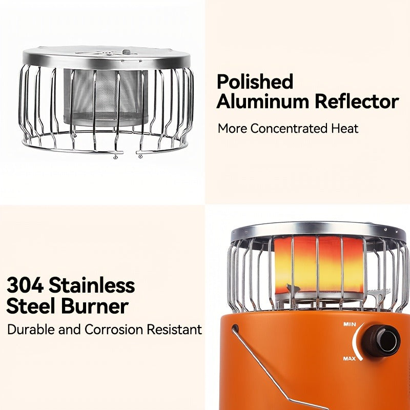 Portable Propane Heater Stove 2-in-1 Camping Gas Stove & Heater 3680-9000 BTU with Ignition, Stainless Steel, No Electricity Needed for Camping, Ice Fishing, Hunting, Hiking & Emergency Preparedness