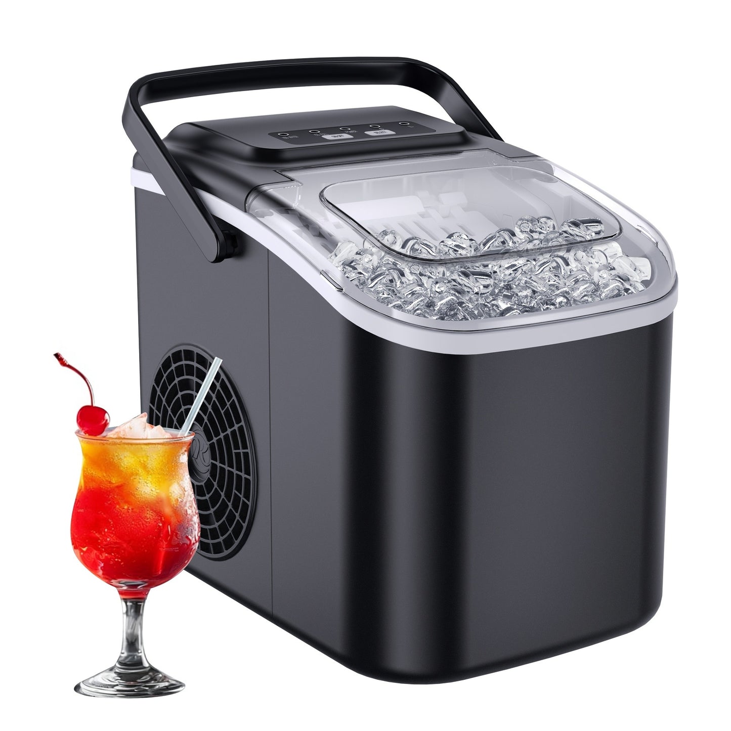 Portable Ice Maker Machine 26-29 Lbs Bullet Ice Self-Cleaning Countertop