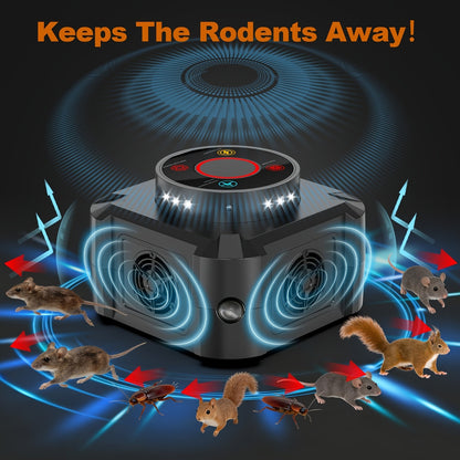 Ultrasonic Pest Repeller Plug In with 12 LED Strobe, 4 Modes Electronic Mouse Repellent Device for Rat Roach Spider Bug Control Indoor Garage Attic Kitchen