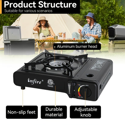 Backpacking Butane Stove, Lightweight Aluminum Alloy Camping Stove with Adjustable Flame Control, Compact Portable Design for Hiking, Outdoor Cooking & Emergency Preparedness