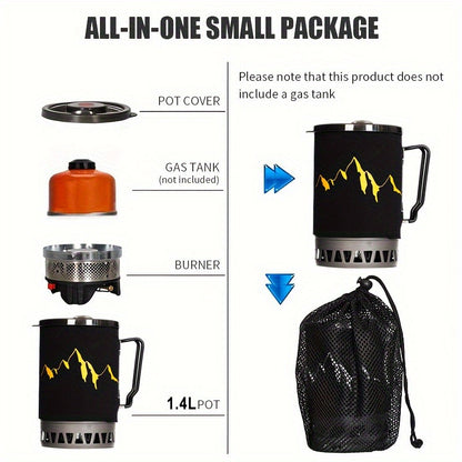 Camping Stove System 2pcs Set | Portable Propane Burner & Pot for Hiking Backpacking Outdoor Cooking