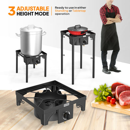 Outdoor Propane Burner Stove Cast Iron High Pressure Gas Cooker with Detachable Stand Legs
