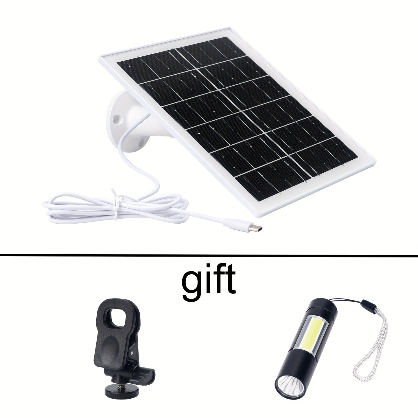 Solar Panel 5W Monocrystalline with Built-In 5200mAh Battery - 3rd Gen Emergency Charger for Security Camera, Doorbell, Outdoor Lights & Low-Voltage Devices, Portable Travel Power