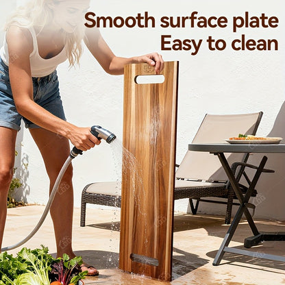 Charcuterie Board Wood 36x11 Extra Long Serving Board with Handles & 2 Display Bases for Parties Wedding Camping Easter Gifts