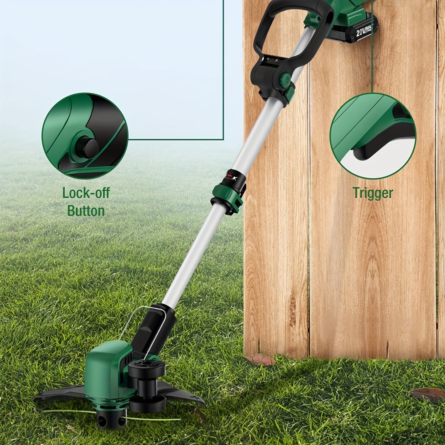 String Trimmer Cordless 2-in-1 Weed Wacker & Lawn Edger with Wheels – KIMO Brushless Motor 20000 RPM, 12" Cutting Width, 2x 2.0Ah Batteries, Lightweight for Yard Garden Patio & Landscaping