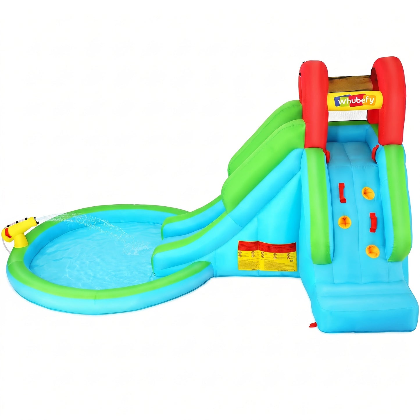 Large Inflatable Pool Water Park with Slide, Climbing Wall, Water Guns & Sprinklers – Backyard Summer Fun for Kids & Adults