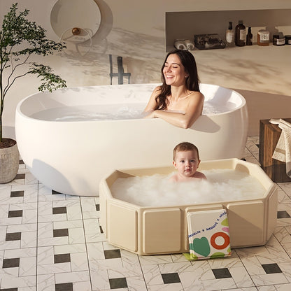 Foldable Baby Bathtub Portable Newborn Infant Tub with Drain Hole, Anti-Slip Base & Durable Multi-Functional Design for Home Travel Use, Ideal Baby Shower Gift