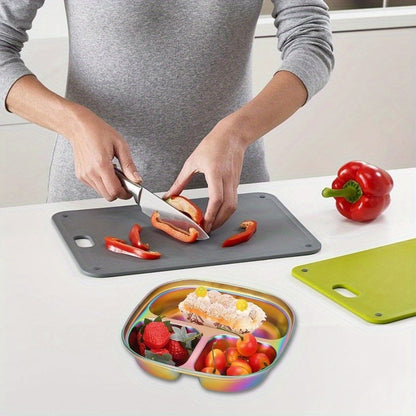 Divided Plates Stainless Steel Set of 4 with Lids - Kids Adults Portion Control Trays BPA Free Camping Meal Prep Picnic Outdoor Lunch Dinner Food Storage