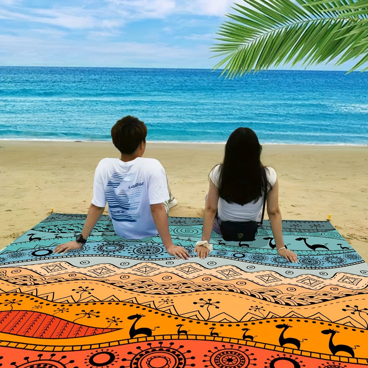 Bohemian Picnic Blanket Lightweight Quick-Dry Outdoor Mat 81"x79" – Fashion Beach Blanket for Camping, Travel, Beach Games & Vacation