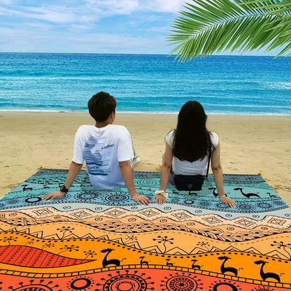 Bohemian Picnic Blanket Lightweight Quick-Dry Outdoor Mat 81"x79" – Fashion Beach Blanket for Camping, Travel, Beach Games & Vacation