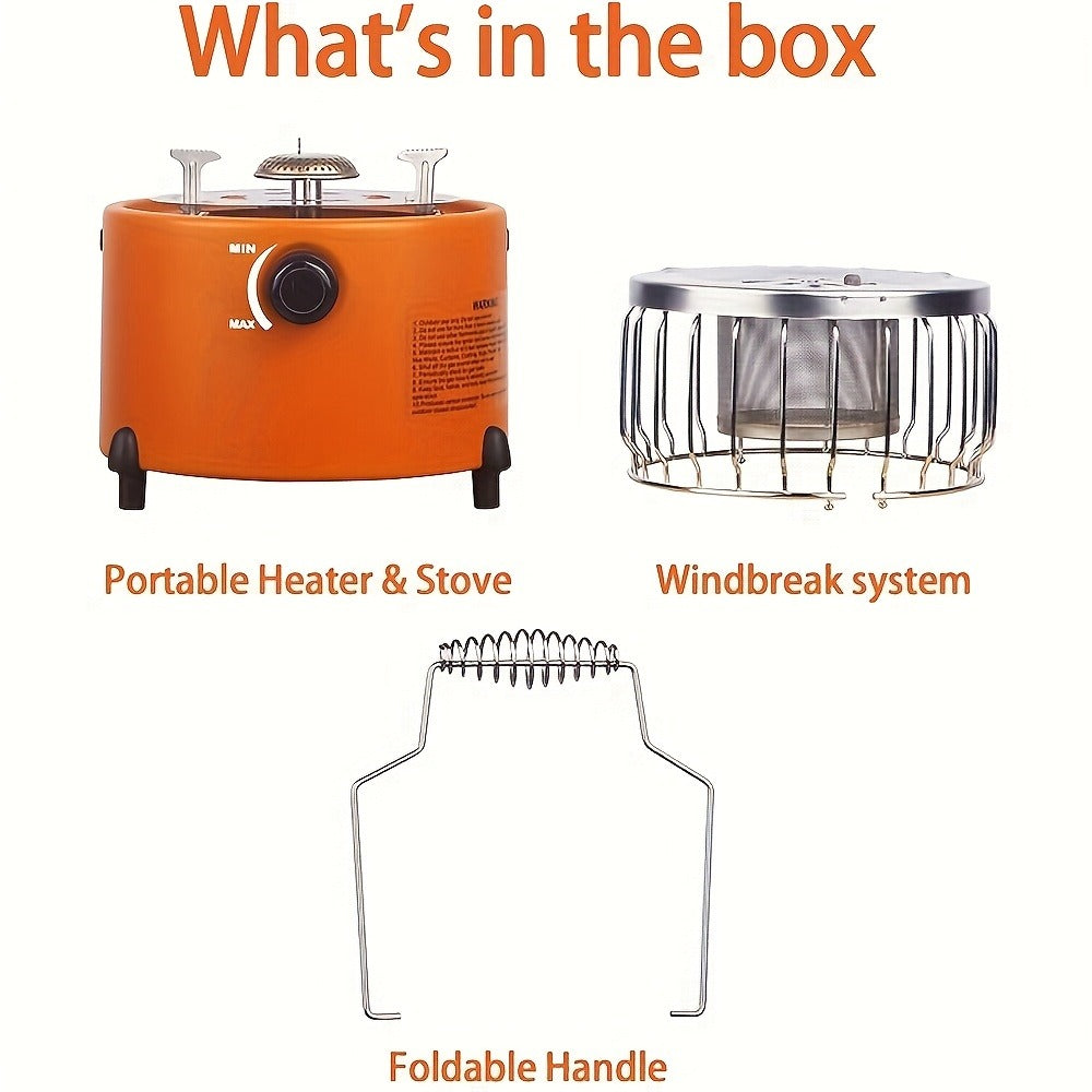 Camping Gas Stove Heater 9000 BTU 2-in-1 Portable Propane Indoor Outdoor Stove with Adjustable Flame, Stainless Steel 10.7x7 Inch, for Cooking, Heating & Emergency Preparedness — VAETTLO