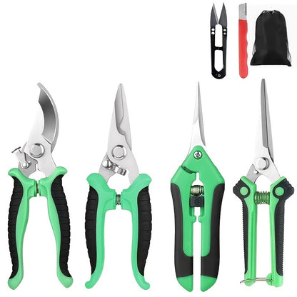 Pruning Shears 6-Piece Set | Heavy Duty Stainless Steel Garden Scissors Ergonomic Anti-Slip Handle | Fruit Picking Lawn Bonsai Branch Cutting Tool Gift