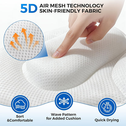 Full Body Bath Mat 52x16 Inch Bathtub Pillow with 180 Suction Cups 5D Mesh Cushion Head Neck Support Anti-Slip Spa Tub Pad for Women Luxury Bathroom Accessory