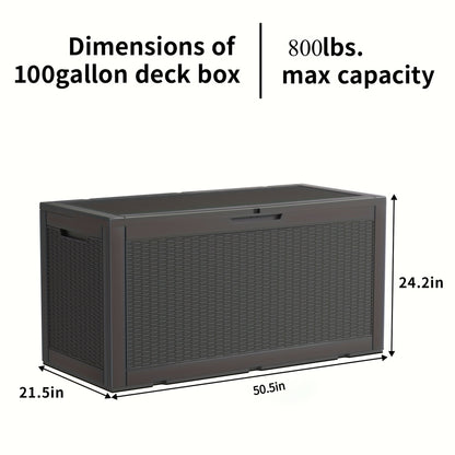 Deck Box 100 Gallon – Lockable Rattan Outdoor Storage