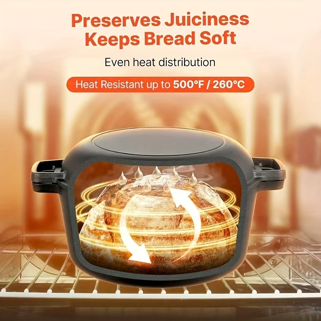 Cast Iron Dutch Oven Pre-Seasoned with Lid – Deep Pot for Bread Baking, Camping, BBQ & Stove | Double Handle, Silicone Lid, Scraper & Stand Included