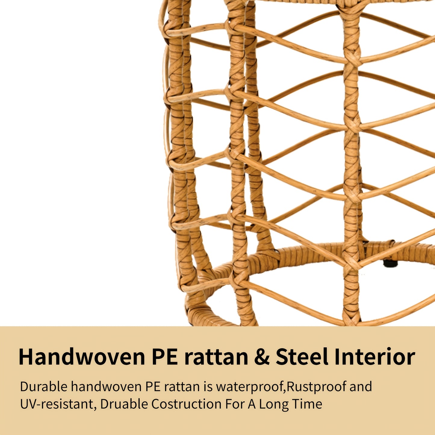 Outdoor Wicker Nesting Side Tables Set of 2 PE Rattan End Tables with Tempered Glass Top UV Resistant Waterproof Patio Balcony Deck Furniture