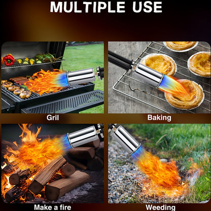 Cooking Torch Butane Blow Torch with Adjustable Flame & Detachable Design – Kitchen Culinary Torch for Creme Brulee, Searing Steak, BBQ, Camping & Welding (Tank Not Included)