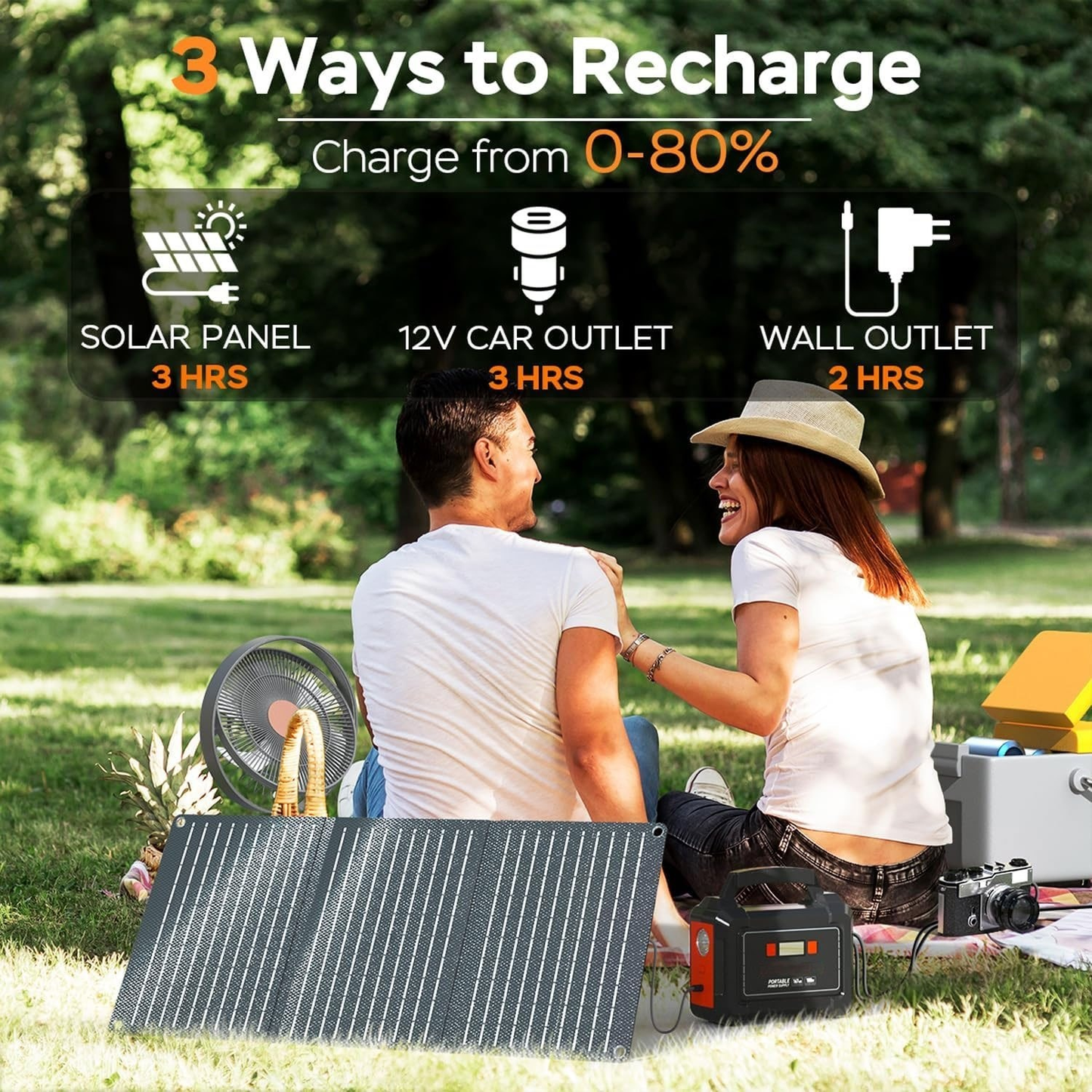 Portable Power Station 300W 296Wh Solar Generator LiFePO4 Battery Backup with AC Outlet USB QC3.0 for Camping RV Travel Home Emergency Outdoor