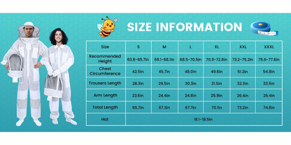Beekeeping Suit Triple Layer Sting-Resistant Gloves 2 Veils S-3XL