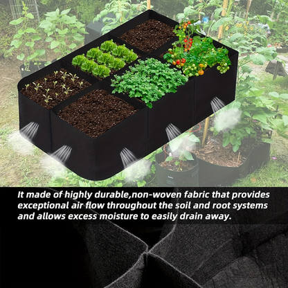 Raised Bed Grow Bag 128 Gallon 6 Grids 48x24x12 Inch | Breathable Fabric Planter for Vegetables Potatoes Flowers | Rectangle Garden Bed Indoor Outdoor