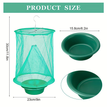 Fly Trap Outdoor Hanging Reusable – Ranch Stable Fly Catcher Cage for Farm Yard Garden, Non-Toxic Fly Killer 2 & 4 Pack