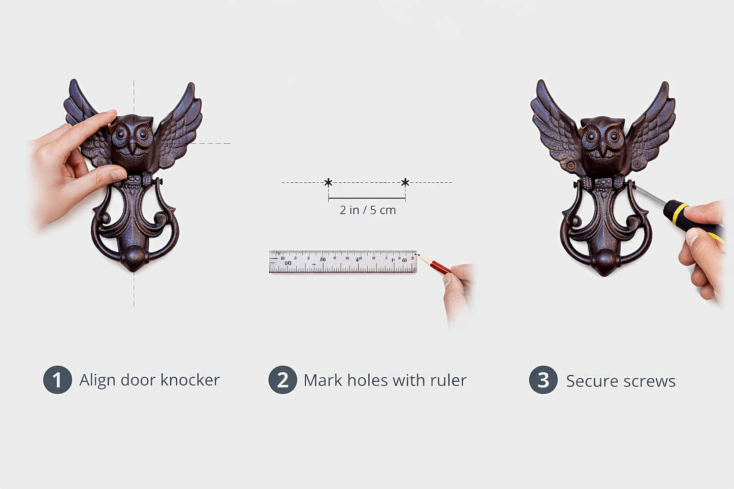 Cast Iron Owl Door Knocker Vintage Rustic Wrought Iron Door Handle Farmhouse Gate Pull Decorative Home Entryway Housewarming Gift
