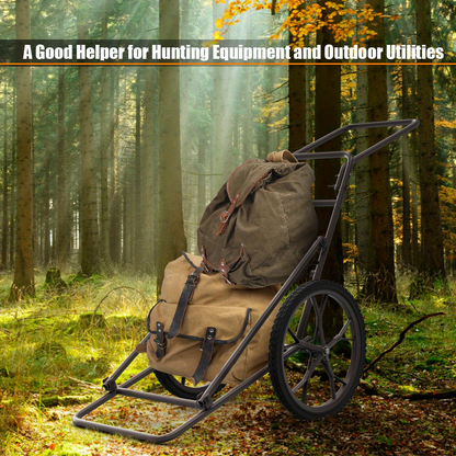 Deer Cart Folding Hunting Hauler 500 lbs Heavy-Duty Steel Frame 17" Wheels Utility Gear Dolly for Game & Tree Stand Transport