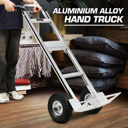 Heavy Duty Aluminum Hand Truck 550 lbs Capacity, Foldable Dolly Cart with 10-Inch Pneumatic Tires for Home, Workshop, Office and Warehouse