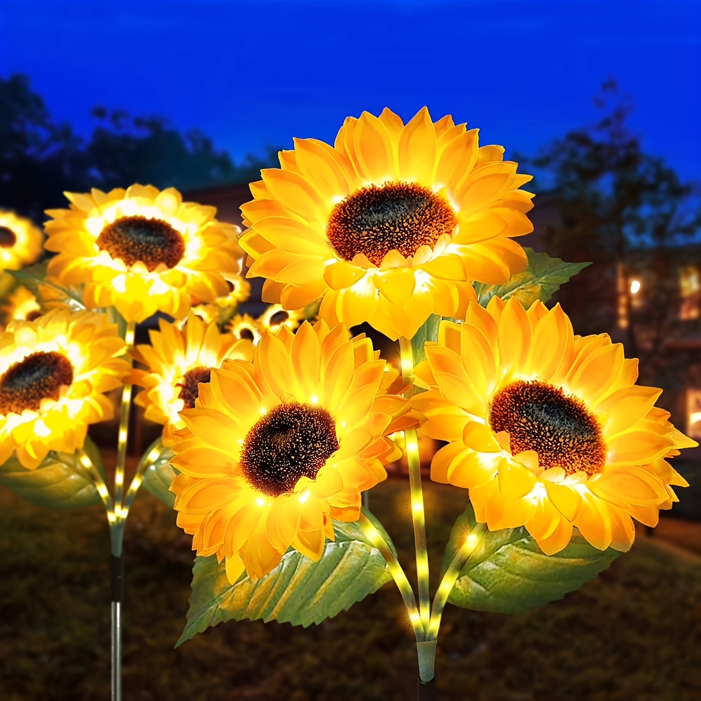 Solar Sunflower Garden Lights Outdoor Stake, Dimmable 2-Pack
