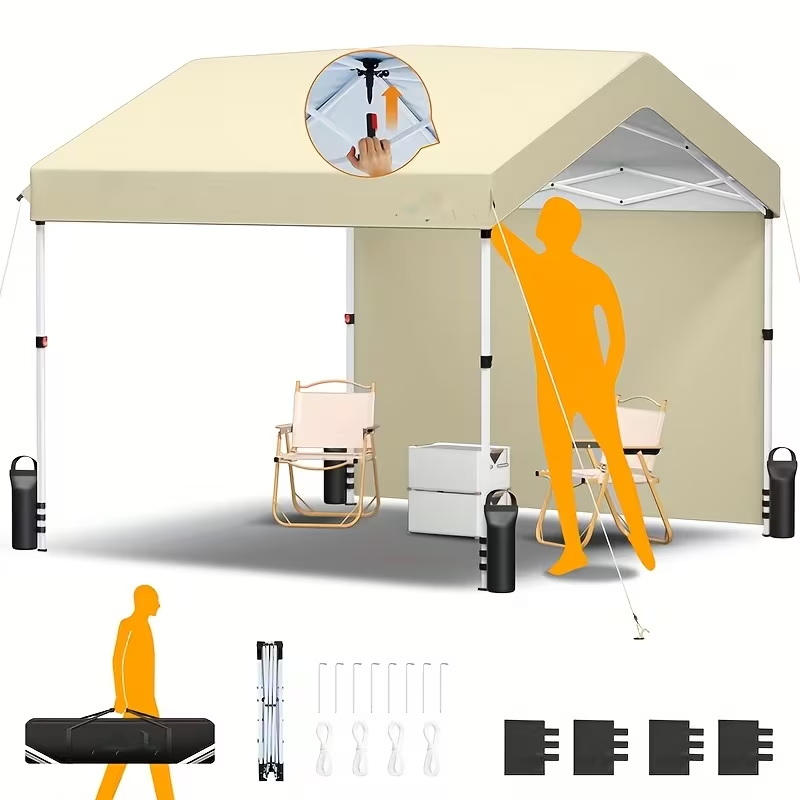 Pop Up Canopy Tent 10x10 FT 1-Key Center Lock 3 Heights Carry Bag