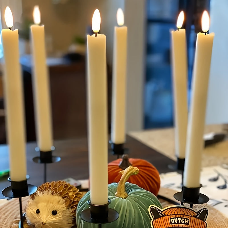 Flameless Taper Candles with Remote 6 Pack LED Flickering Battery Operated Electric Fake Window Candles 3D Black Wick for Dining Table Centerpiece Holiday Home Decor