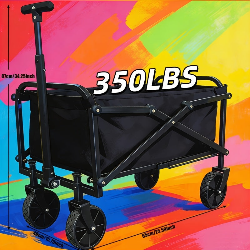 Folding Wagon Cart Heavy Duty 1100 LB Capacity Collapsible Garden Cart with Silent Swivel Wheels Tailgate for Camping Beach Picnic Shopping Outdoor