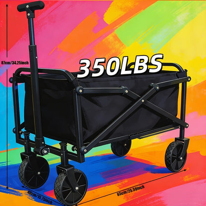 Folding Wagon Cart Heavy Duty 1100 LB Capacity Collapsible Garden Cart with Silent Swivel Wheels Tailgate for Camping Beach Picnic Shopping Outdoor