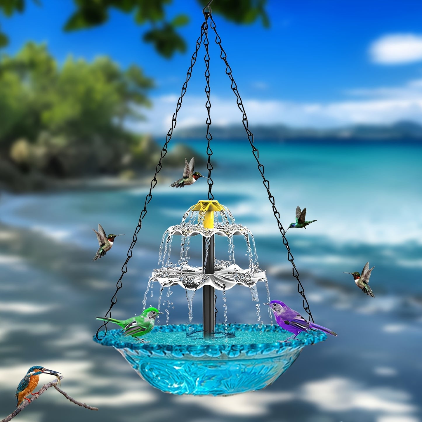 Solar Bird Bath Fountain 3-Tier with Pump – Garden Water Feature
