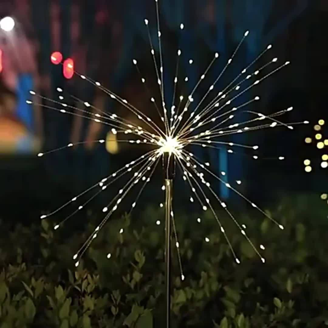 Solar Dandelion Lights with Remote Control 540/1080 LED 8 Modes Warm White – 6/12 Pack Outdoor Fireworks Stake Lights for Lawn Garden Christmas Halloween Festival Decoration