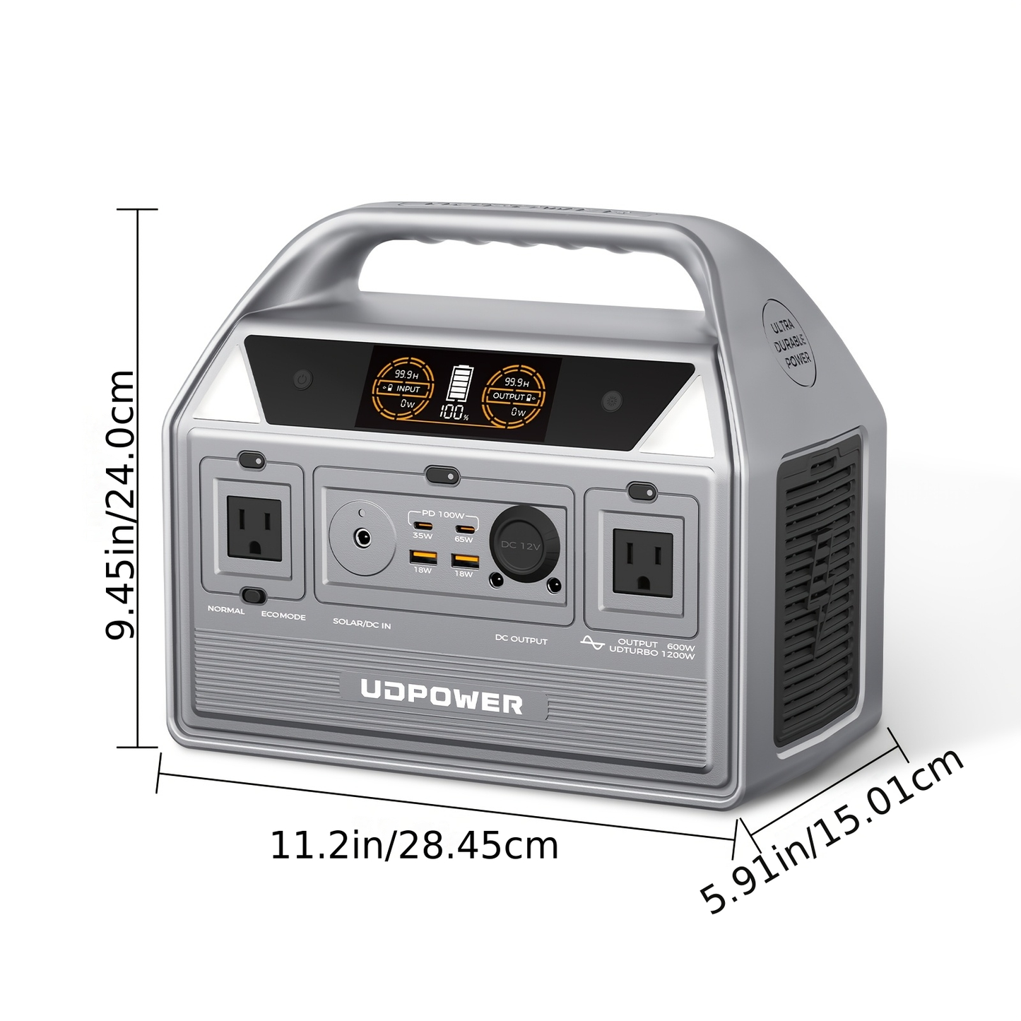 LiFePO4 Power Station 600W 595Wh Solar Generator 9 Outputs AC PD USB-C DC LED for Home Camping RV Travel Emergency Backup Off-Grid Power Supply