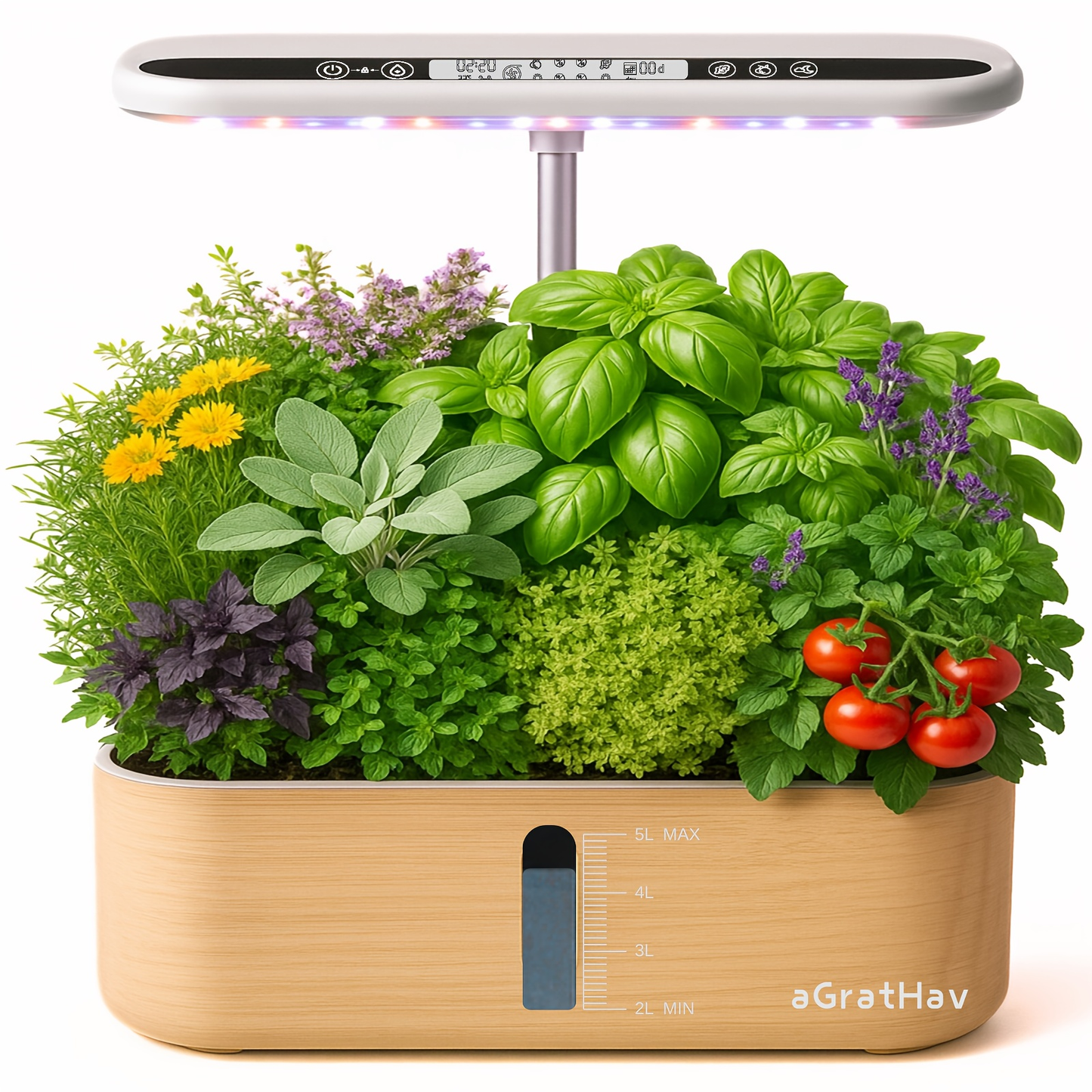 Hydroponic Garden Kit 14-Pod with LED Grow Light – Smart Timer, Quiet Pump & 1.32 Gal Tank, 75-Piece Indoor Herb Garden System for Vegetables, Flowers & Herbs, Plug & Play