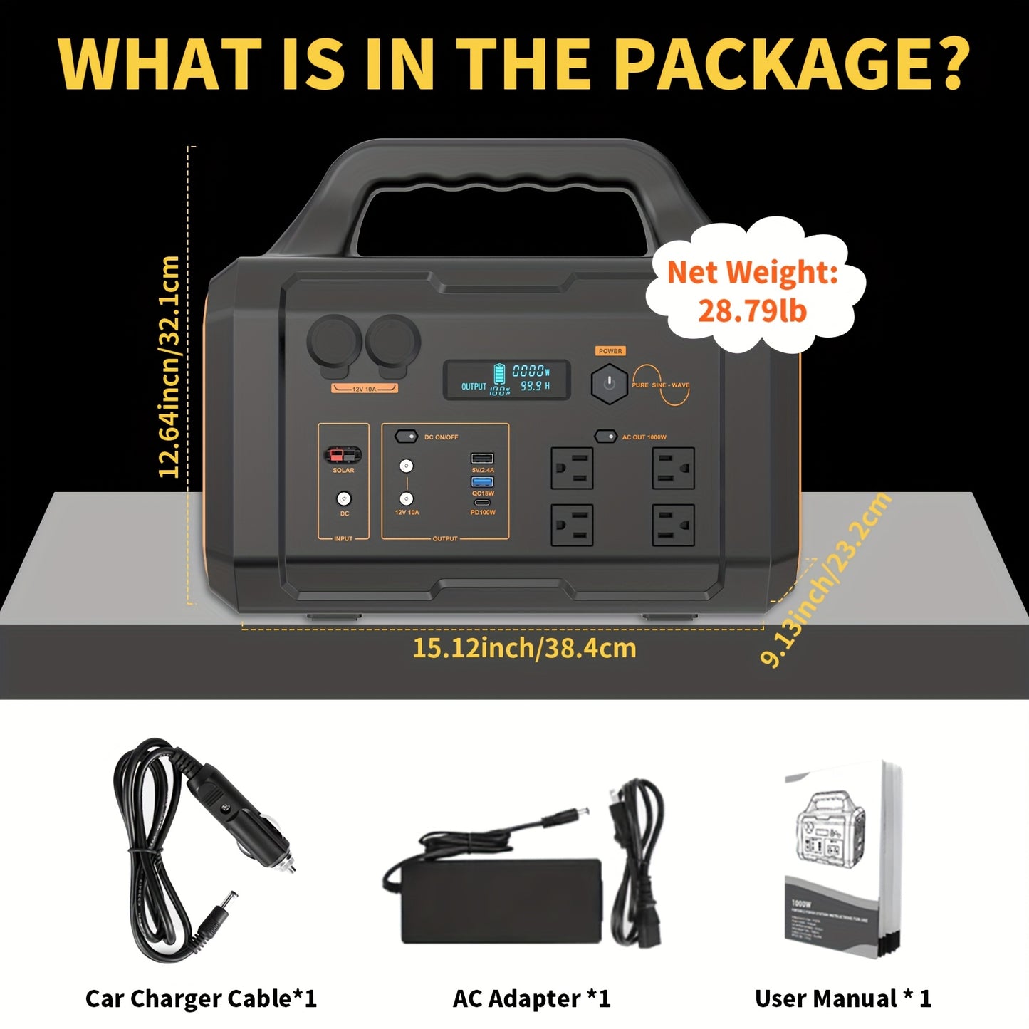 Emergency Power Station 300W / 1000W | 299Wh 1024Wh Solar Generator AC Outlet 2 DC 3 USB | RV Camping Survival Gear Hunting Fishing Travel Backup