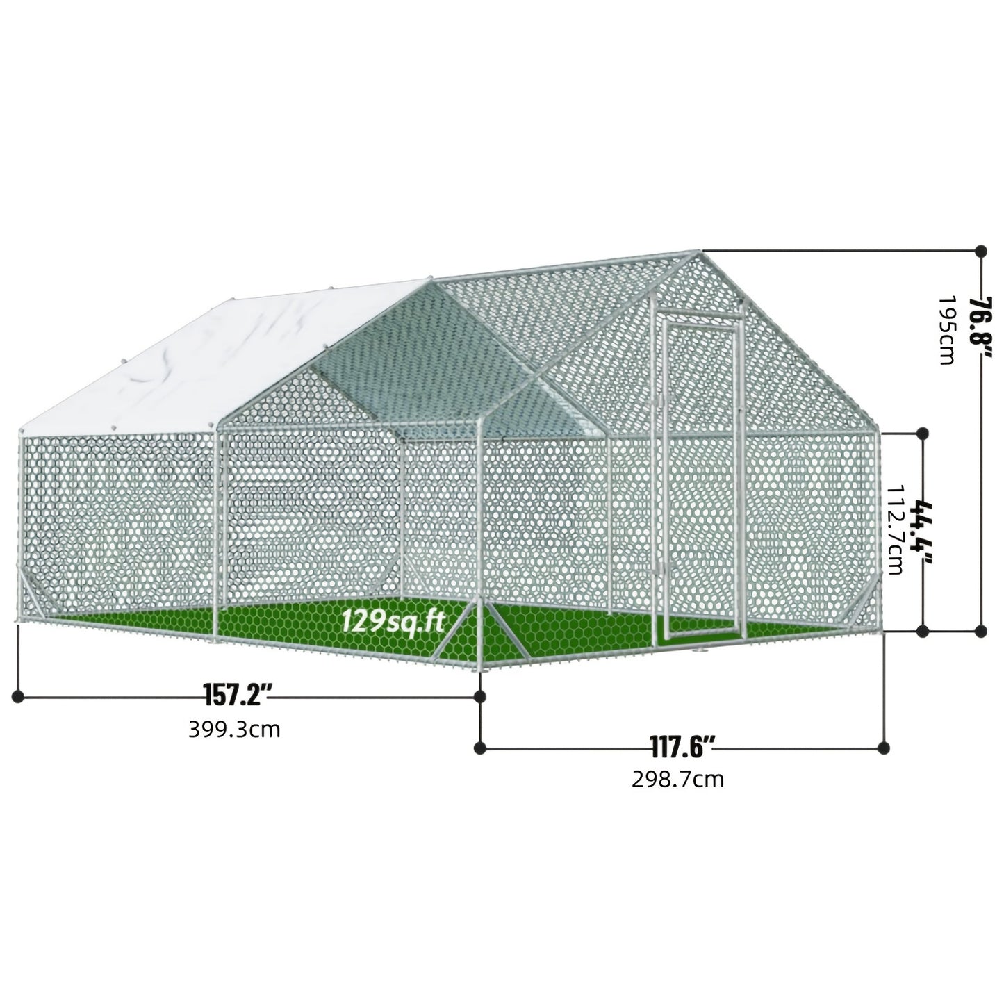 Metal Chicken Run Walk-in Poultry Enclosure with UV Protection - Dome Flat & Spire Roof Styles, Spacious Outdoor Backyard Farm Chicken Pen, Multiple Size Options