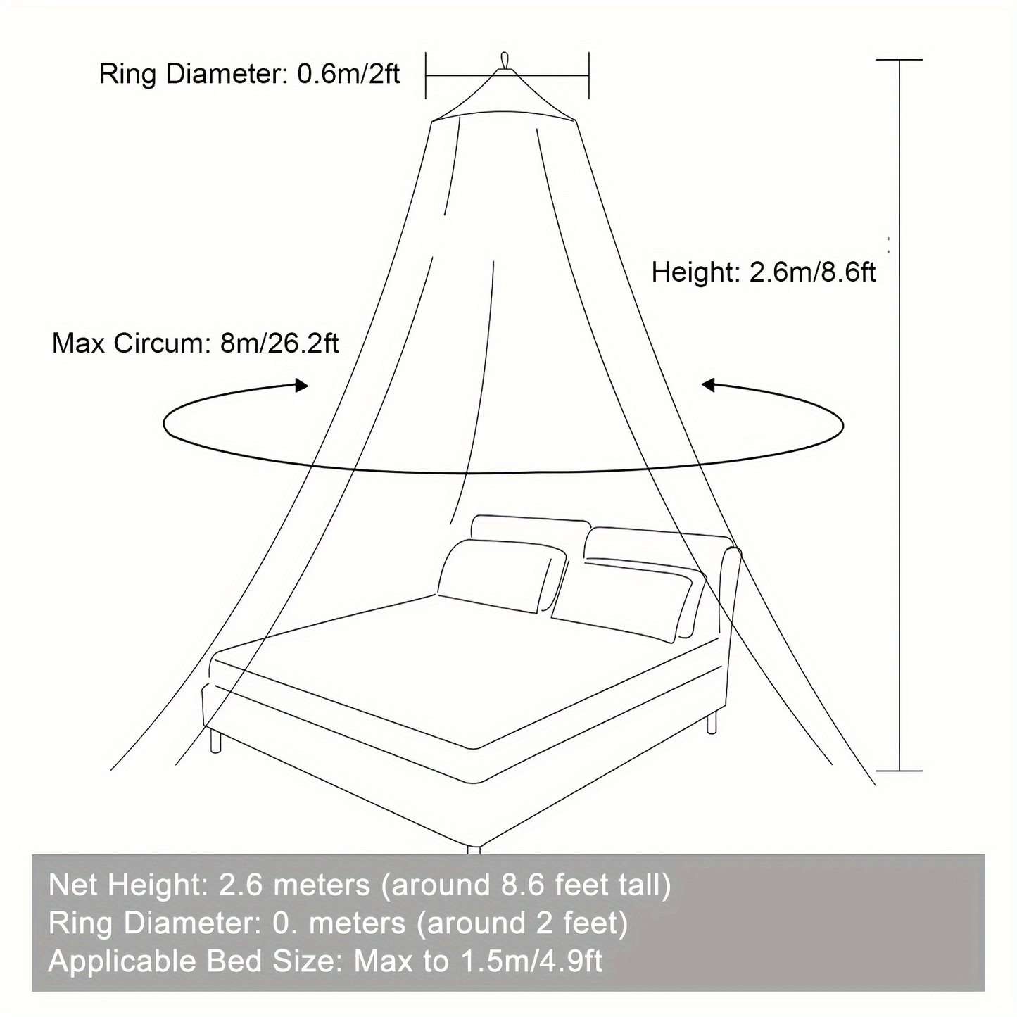 Mosquito Net Bed Canopy Dome Polyester Mesh Room Decor White