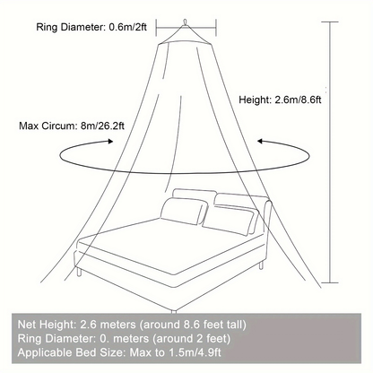 Mosquito Net Bed Canopy Dome Polyester Mesh Room Decor White