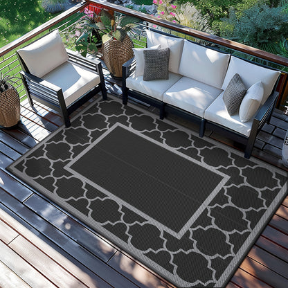 Outdoor Reversible Plastic Straw Rug for Patio Deck RV Camping – Waterproof UV-Resistant Lightweight Mat, Multiple Sizes & Colors