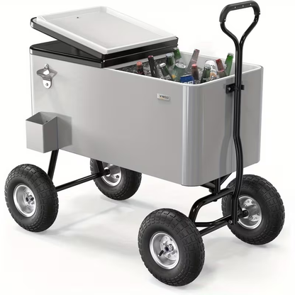 Rolling Cooler Cart 80QT Portable Wagon with 10" Wheels – Patio Beach Outdoor Drink Cooler