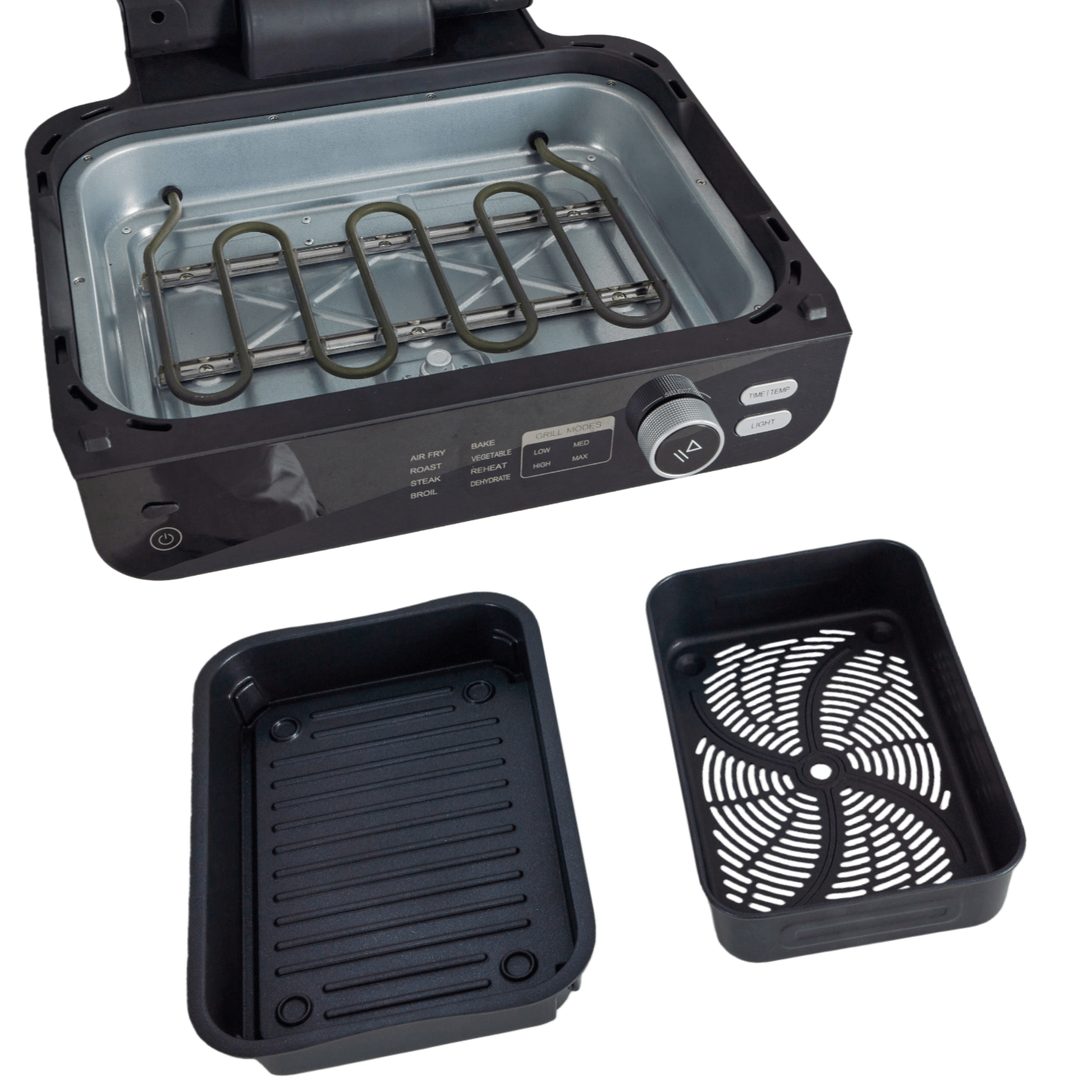 Air Fryer Grill Combo 8-in-1 Electric Indoor BBQ – Large Non-Stick Surface, Fry Basket Included | Grill, Bake, Roast & Dehydrate | 16x18x10.5 in Countertop Steak Grill