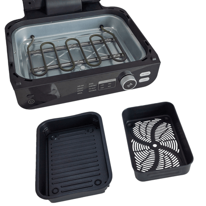 Air Fryer Grill Combo 8-in-1 Electric Indoor BBQ – Large Non-Stick Surface, Fry Basket Included | Grill, Bake, Roast & Dehydrate | 16x18x10.5 in Countertop Steak Grill